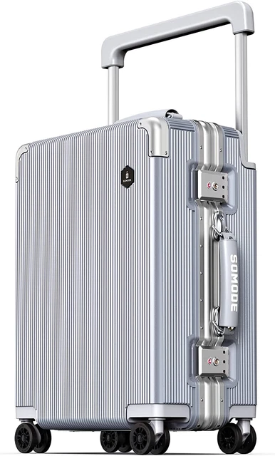 SOMODE LA SERIES Carry On Luggage 20inch Wide Handle Suitcase,Hardshell SILVER