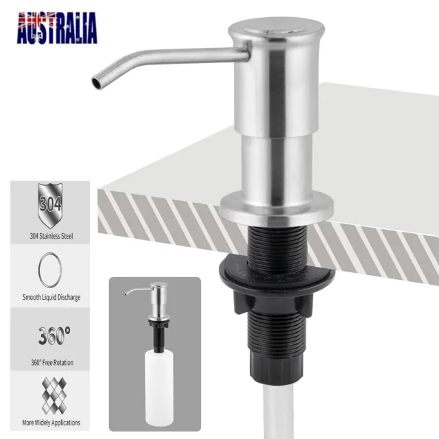Stainless Steel Kitchen Sink Soap Dispenser Extension Tube Kit Press Pump Bottle