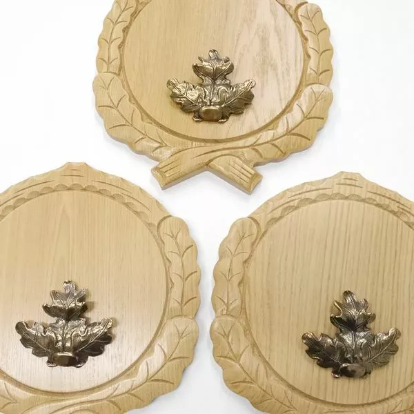 3 Pieza Keilerschilder Tallado Roble Claro Af 19 CM Con Hoja de Roble 3