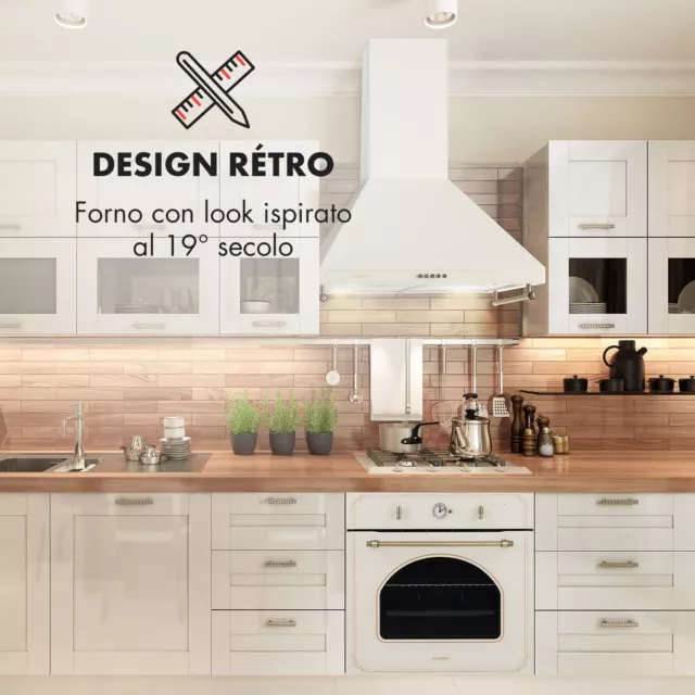 Forno Elettrico Incasso Ventilato 50-250°C Multifunzione Vetro 70L Classe A Beig