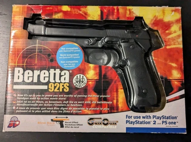 SONY PLAYSTATION 1 PS1 PS2 LIGHT GUN PISTOLET Beretta 92FS G-Con Effet ...