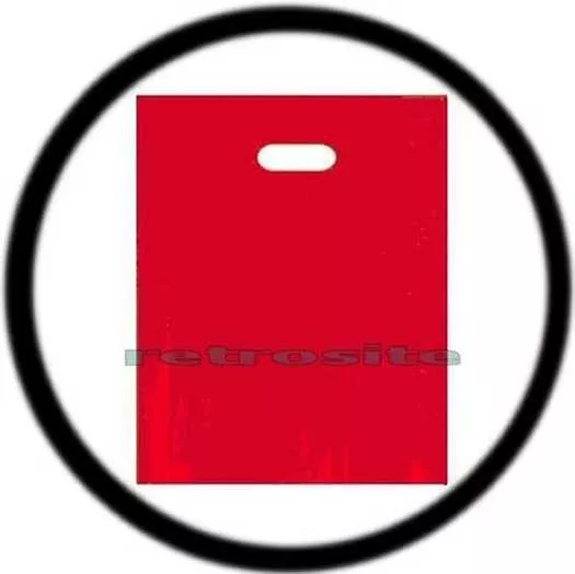 100 Qty RED 12" x 15" Low Density Glossy Merchandise Plastic Bags w/ Handles