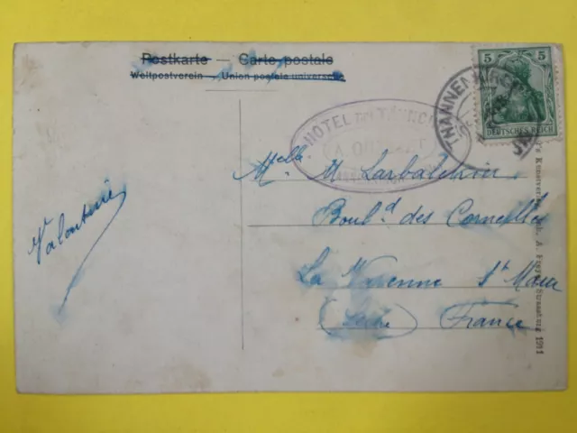 cpa RARE Alsace THANNENKIRCH (Haut Rhin) OBERDORF cachet Hôtel zum Taennchel 2