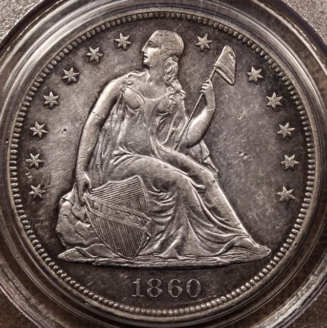 1860-O Liberty Seated dollar, PCGS AU50, excellent quality DavidKahnRareCoins