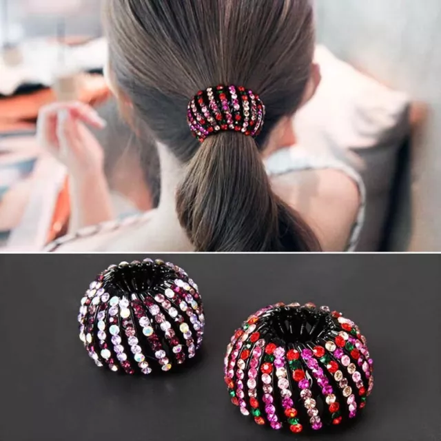 Women Expandable Hair Clip Bun Bird Nest Hairpin Lazy Ponytail Hair Accessories 3