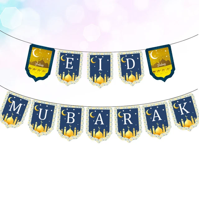 2 Juegos Eid Mubarak Banner Bunting Breve Banner Kit Eid Mubarak Decoración