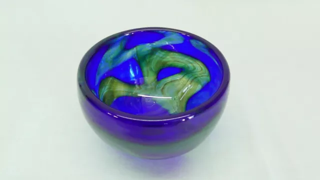 Mtarfa Maltese Blue, Yellow & Green Organic Art Glass Bowl, Dish