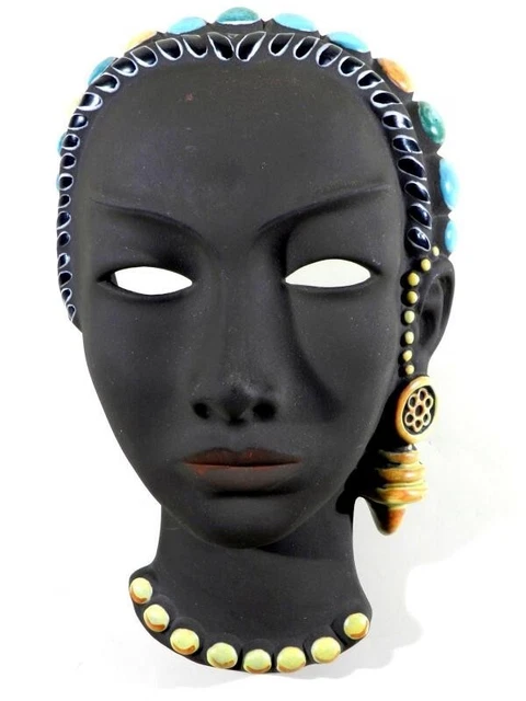 KARLSRUHER MAJOLIKA Maske ° Keramik Wandmaske ° wohl Wolterhoff wall mask °°