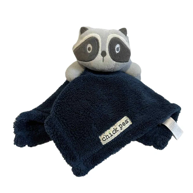 Chick Pea Baby Raccoon Navy Blue Gray Baby Fleece Lovey Security Blanket Toy