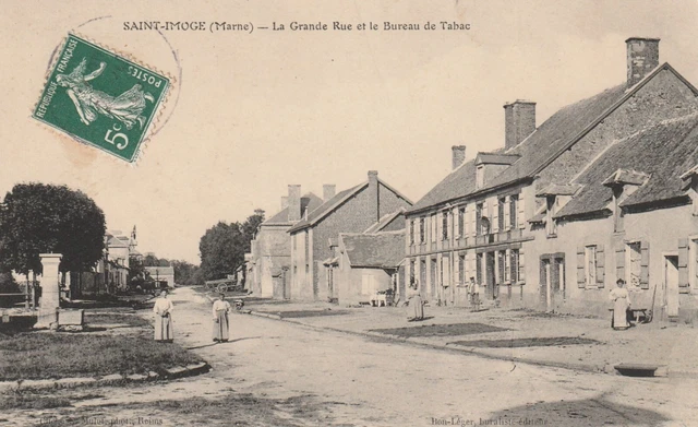 CPA 51 SAINT IMOGE (Marne) La Grande Rue et le Bureau de Tabac