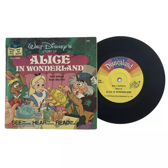 WALT DISNEY'S STORY of Alice in Wonderland Book & Record Vintage 1979 ...