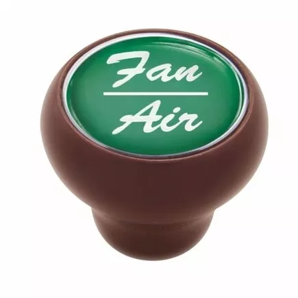 United Pacific 23538 Dash Knob   "Fan/Air" Wood Deluxe, Green Glossy Sticker