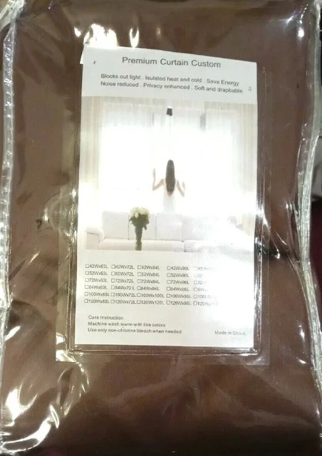 Pair of TWOPAGES Brown  Light-Blocking Curtains 52" X 63" New Sealed 2 Panels