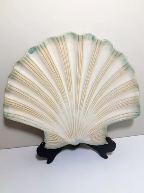 Shoreline Collection Home Studio Hand Painted Ceramic 12" Shell Dinner Plate