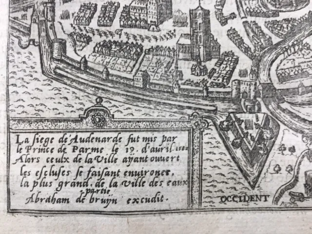 Siège d’Audenarde Oudenaarde en 1582 Belgique Abraham de Bruyn Rare Gravure 2