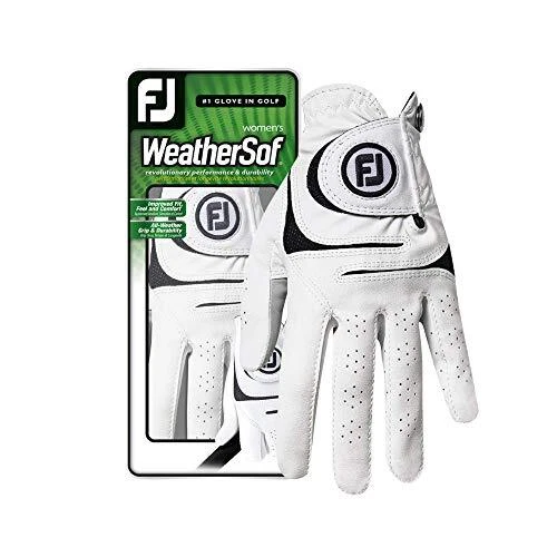 Women's Golf Glove, White Large,Worn on Left Hand, grip performance stress areas