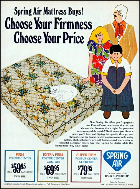 1975 Mod dressed family Spring Air mattress white cat vintage art Print Ad ads35