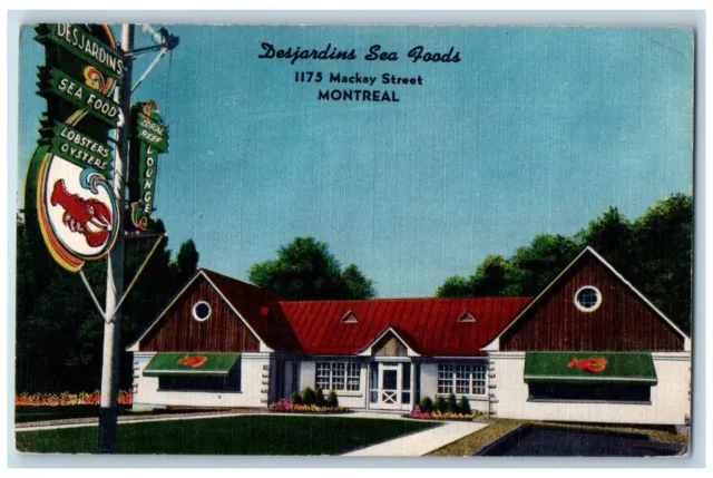Montreal Quebec Canada Postcard Desjardins Sea Foods 1956 Posted Vintage