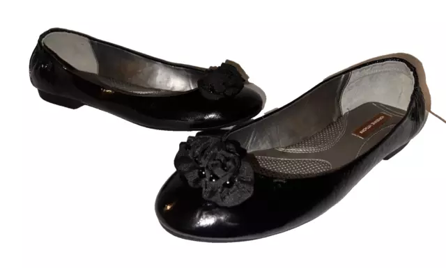 ADRIENNE VITTADINI Shoes Women's Sz 11 Black Patent Leather Genesis Ballet Flats 2