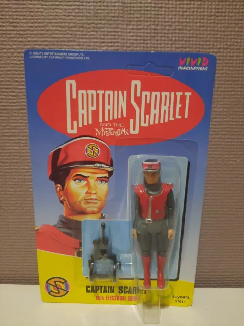 A New Carded Vintage 1993 Captain Scarlet Vivid Imaginations 3.75" Action Figure