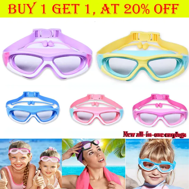 Kids Anti-Fog Swimming Goggles Pool Swim Glasses For Boys Girls Swim + Earplug