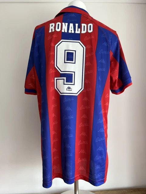 RONALDO #9 BARCELONA Vintage Kappa Away Football Shirt