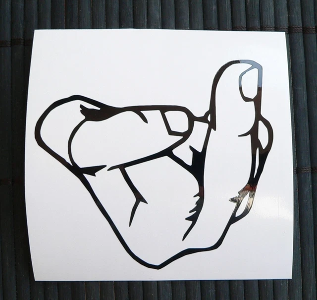 Autocollant 'FUCK YOU Hand' – 12 Cm, Style Prespaziato, Pour Auto, Moto, Casque – Neuf