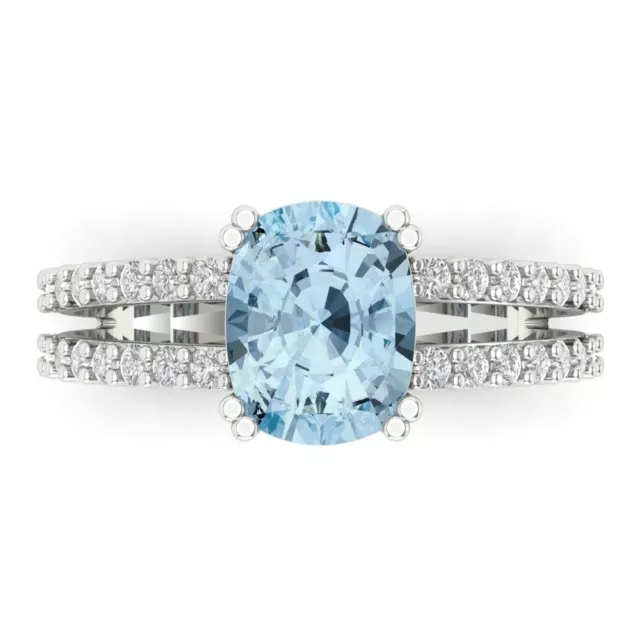 3.50 ct Cushion Swiss Topaz Promise Bridal Wedding Classic Ring 14k White Gold