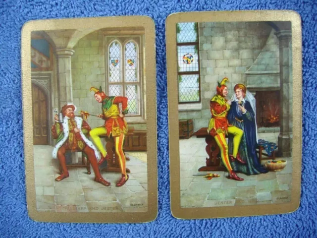 Jester Falstaff & Maid ~ 2 Single Swap Vintage Playing Cards