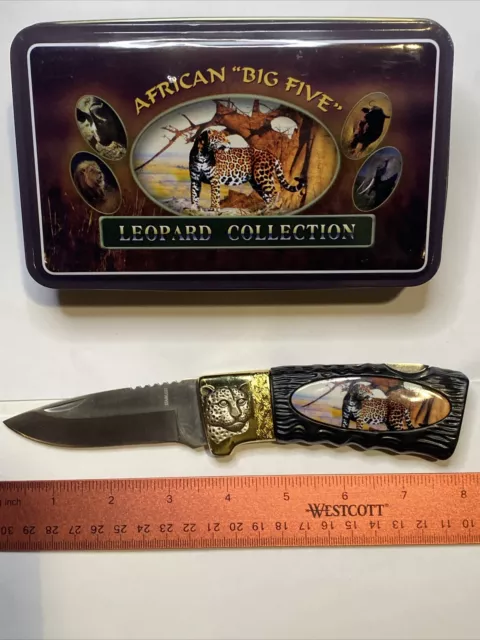 Brand New Leopard King Stone Collections Folding Knife African “Big Five” Sealed