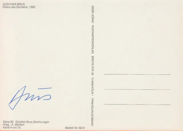 GÜNTER BRUS  ---  original signierte Kunstpostkarte - A6#23