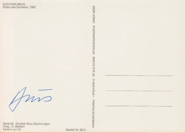 GÜNTER BRUS  ---  original signierte Kunstpostkarte - A6#23