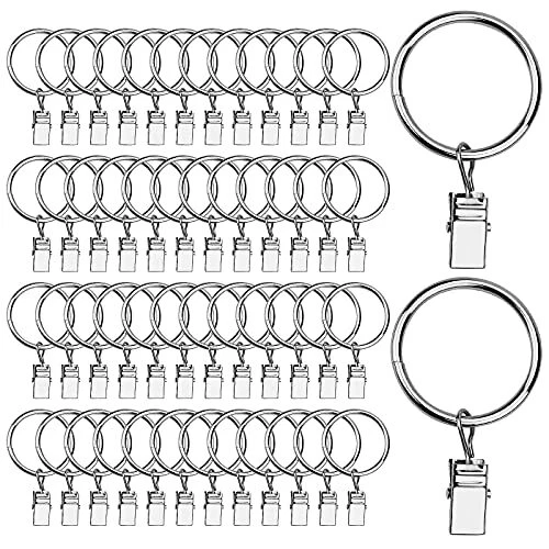 TDDL 50 Pièces Anneaux pour Rideaux 32mm Anneau Rideau avec Pinces Acier Inox...
