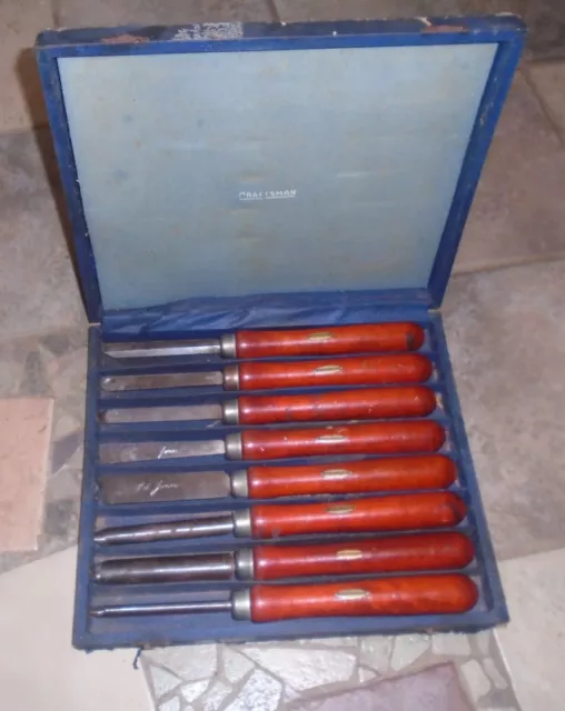 Vintage Tools - Craftsman Wood Turning Lathe/Chisel Set in Original Case (8 pc)