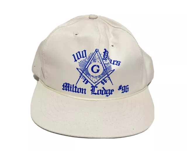 100 Years Milton Lodge #96 Free Mason Fraternal Organization White Snapback Hat