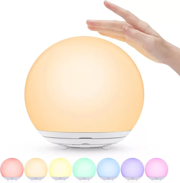 Veilleuse Enfant,Lampe de Chevet Rechargeable USB,Veilleuse Bébé 7 Couleurs Tact