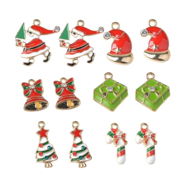 12 Stück gemischt Strass Emaille Weihnachten Charme Anhänger DIY Schmuck