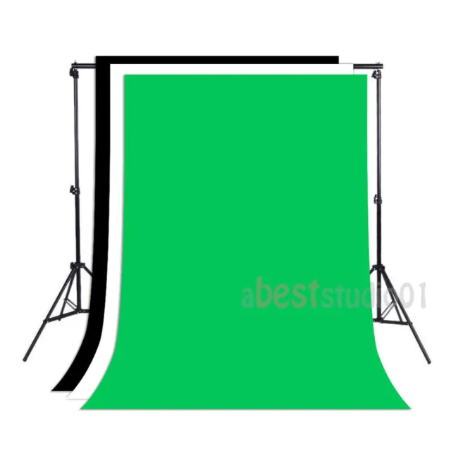 Photo Studio Background Stand Kit Black White Green Chroma Key Screen Backdrop 2