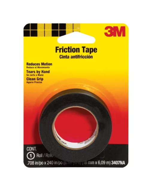 3M Friction Tape, 0.708-Inch by 240-Inch, Black, 1 Pack - 3407NA-BA-6