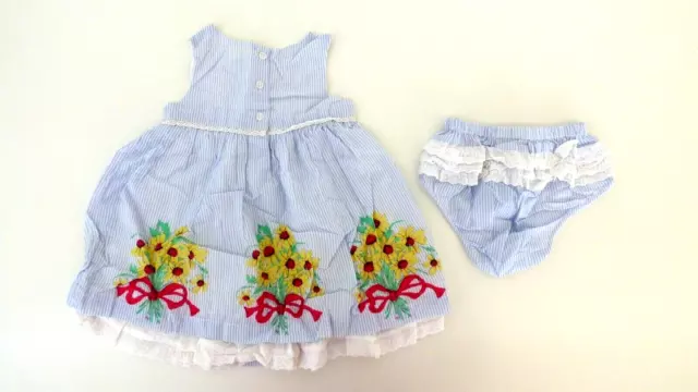 John Lewis Baby Girl Dress 3 6 Months Sunflowers Ladybird Bloomers Knickers Set