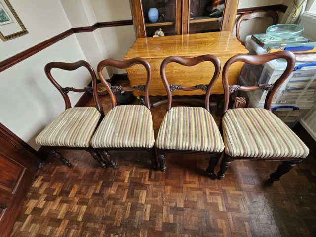 Victorian spoon back dining chairs matching 4 recent reupholstered. Balloon back