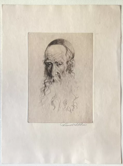 Lionel S. Reiss Galician Rabbi Distinguished Rebbe Drypoint Signed Etching