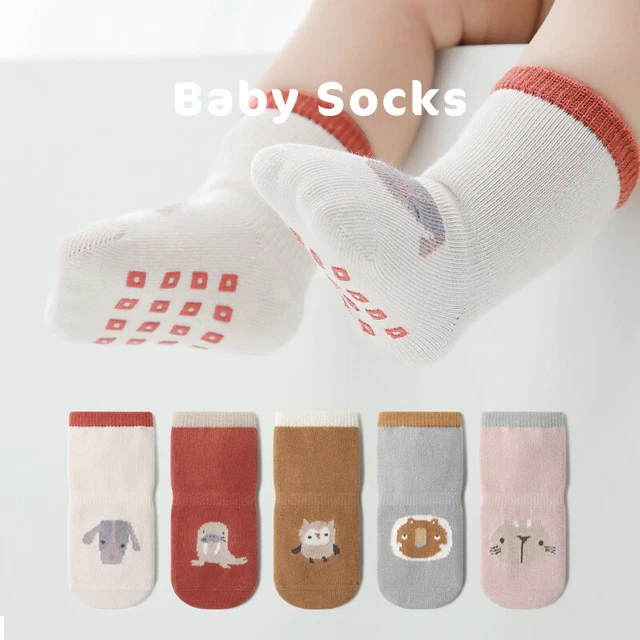 2 Pairs Anti-Slip Cotton Socks Kids Baby Girls Boys Toddler Warm Infant 0-5 Year
