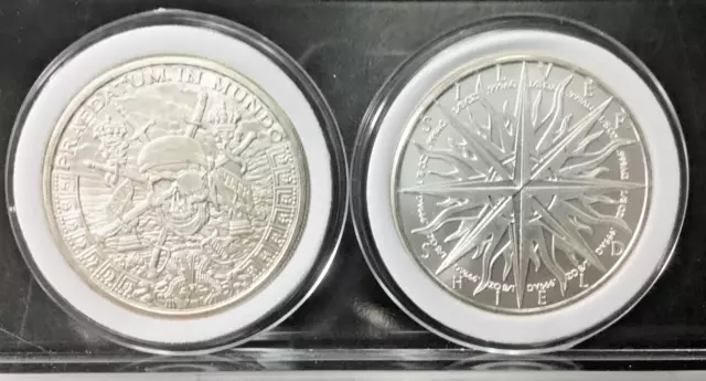 1oz SILVER 2018 PIRATE Pieces of Eight BU Silver Shield Round