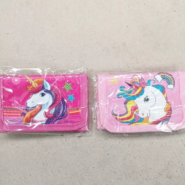 12pc Wholesale Bulk Lots Kids Girls Unicorn Purse Wallet Tri-Fold Mixed