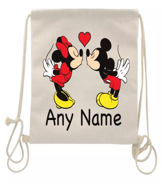 Personalised Mickey Minnie Mouse Drawstring Bag School PE Football Games bag