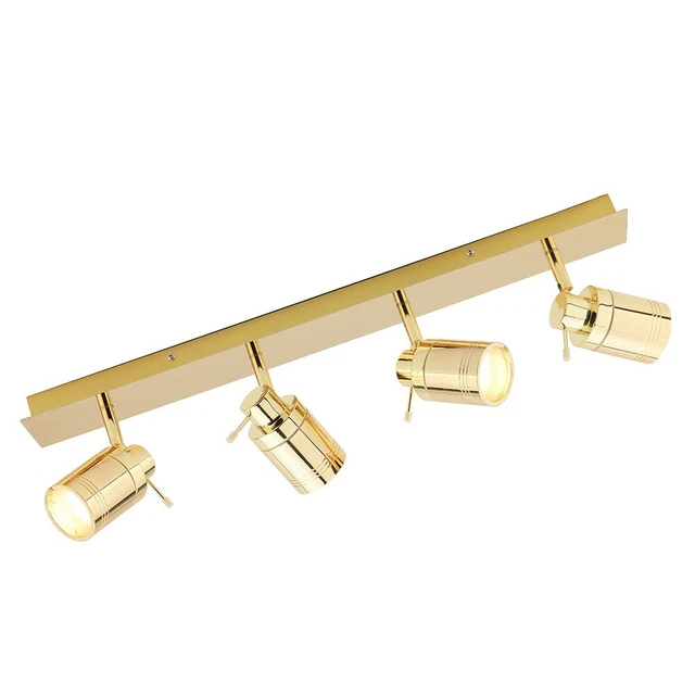 Litecraft Hugo Spotlight Bar Bathroom IP44 Adjustable 4 Light - Satin Brass