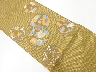 5803651: Japanese Kimono / Vintage Fukuro Obi / Woven Flower Roundel