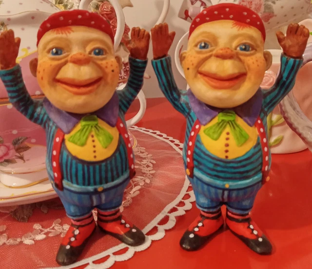 2 DOLL POUPÉES Alice In Wonderland aux Pays Des Merveilles Figurine Twins Resine EUR 59,50