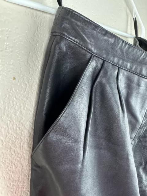 Aananda Black Lambskin Leather Skirt Size 10 3